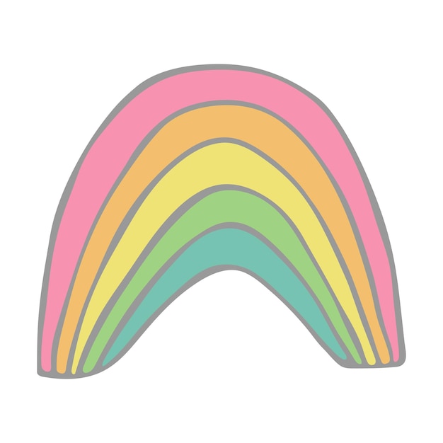 Ilustración de doodle de arco iris único Imágenes prediseñadas dibujadas a mano para diseño de tarjeta