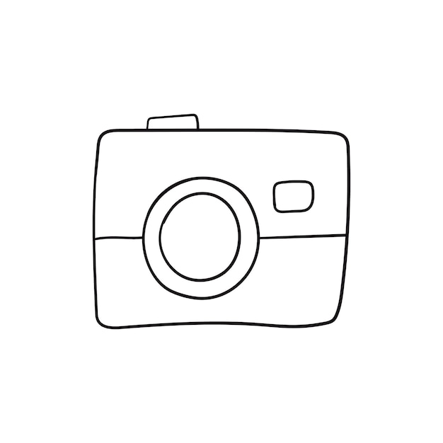 Ilustración de Doodle de una cámara aislada sobre un fondo blanco