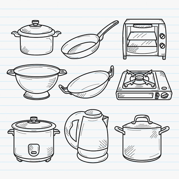 Vector ilustración de doodle de cocina handdrawn