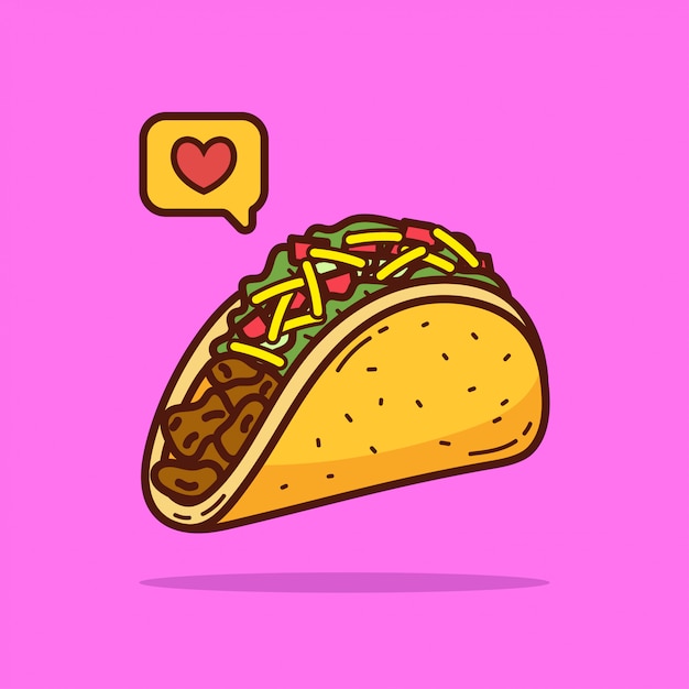 Ilustración de doodle de dibujos animados de taco