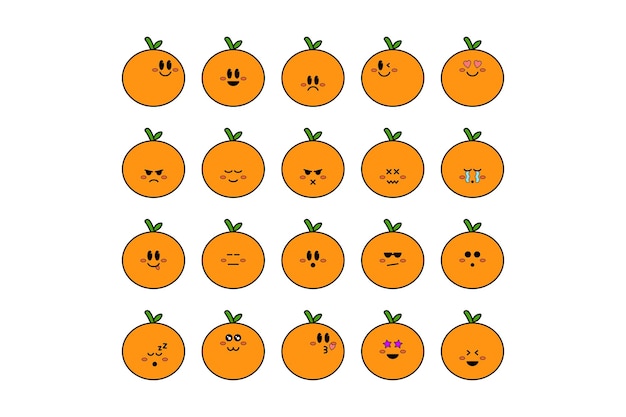 Ilustración de Doodle de emoticonos naranja