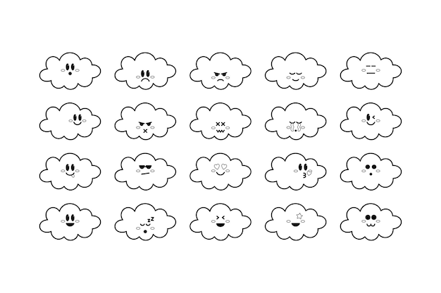 Ilustración de Doodle de emoticonos de nube