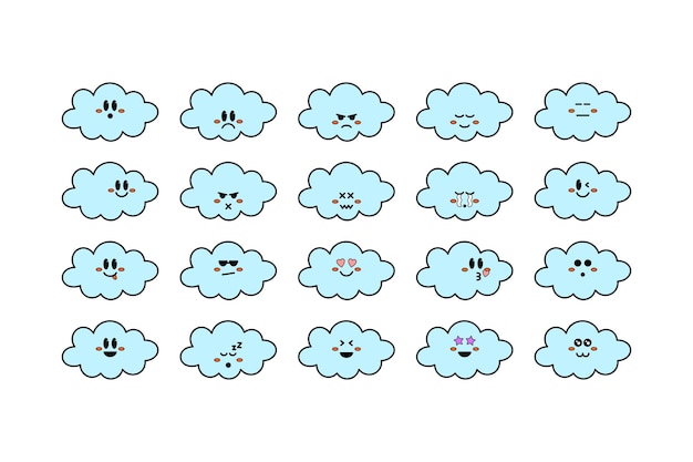 Ilustración de Doodle de emoticonos de nube