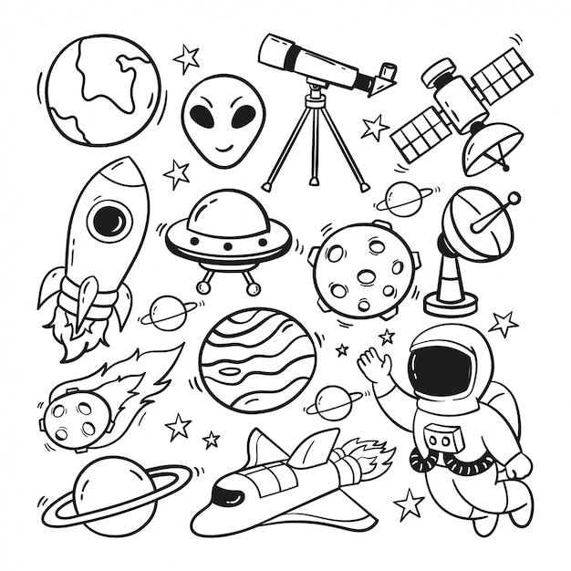 Ilustración de doodle de espacio dibujado a mano