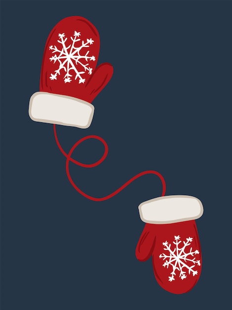 Ilustración de Doodle de guantes de Navidad con copos de nieve