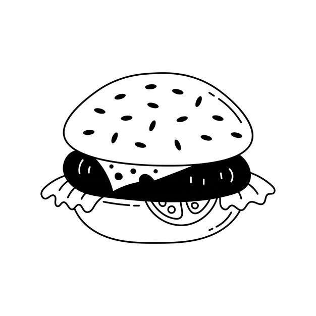 Vector ilustración de doodle de hamburguesa