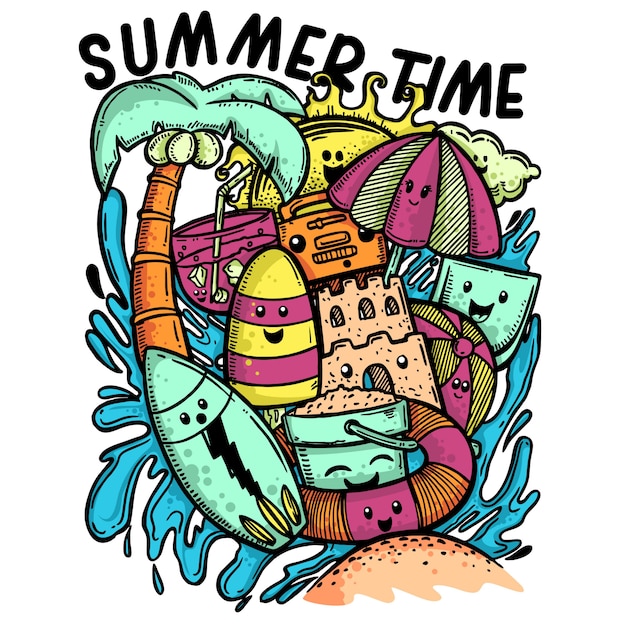 Ilustración de doodle de horario de verano