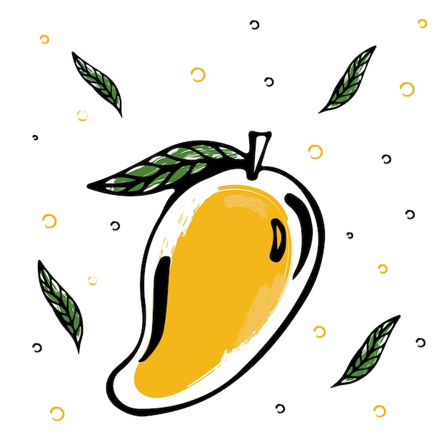 Vector ilustración de doodle de mango fresco