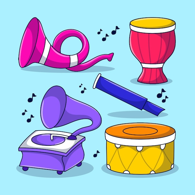 Ilustración de doodle musical con estilo de contorno dibujado a mano