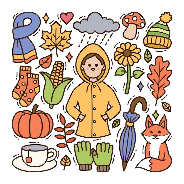 Ilustración de Doodle de otoño