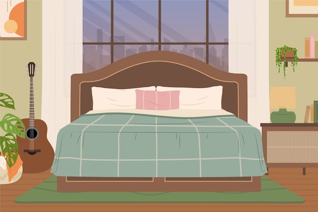 Ilustración de un dormitorio plano