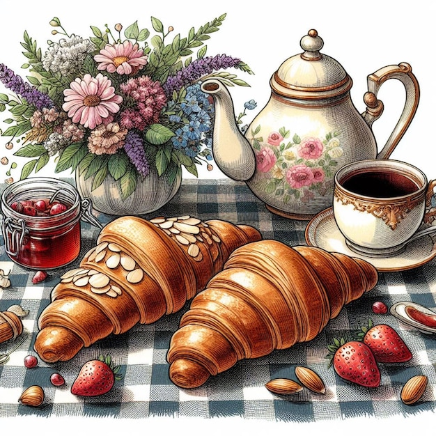 Ilustración de dos croissants