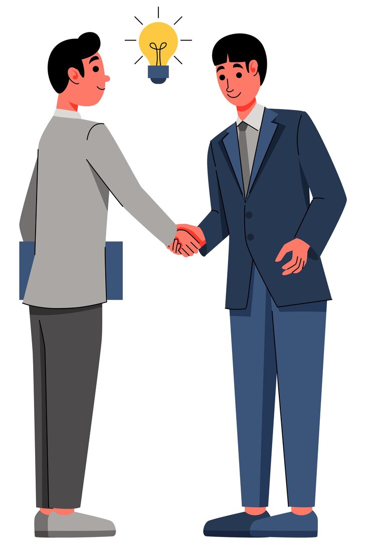 Vector ilustración de dos hombres de negocios que se estrechan la mano