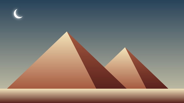 ilustración de dos pirámides en el desierto