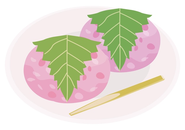 Una ilustración de dos sakuramochi.
