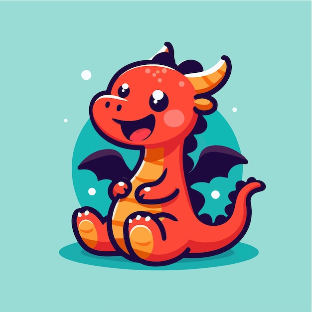 Vector ilustración de un dragón alegre en un estilo plano de dibujos animados