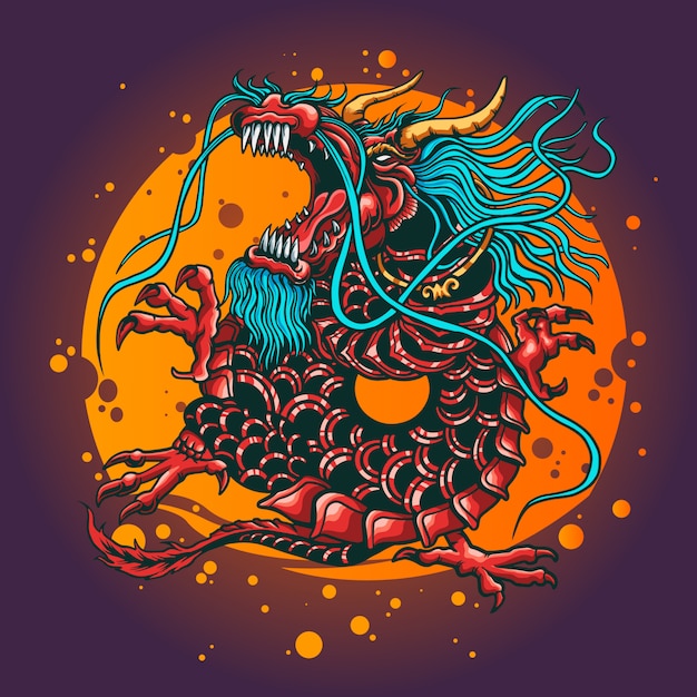 Vector ilustración de dragón enojado