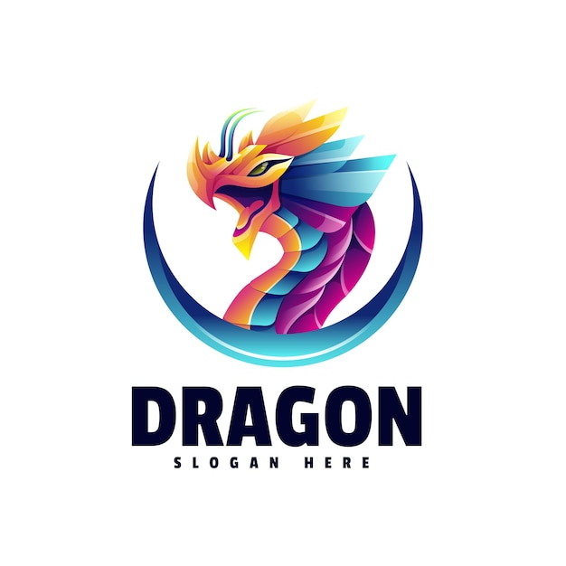 Ilustración del dragón Logotipo colorido
