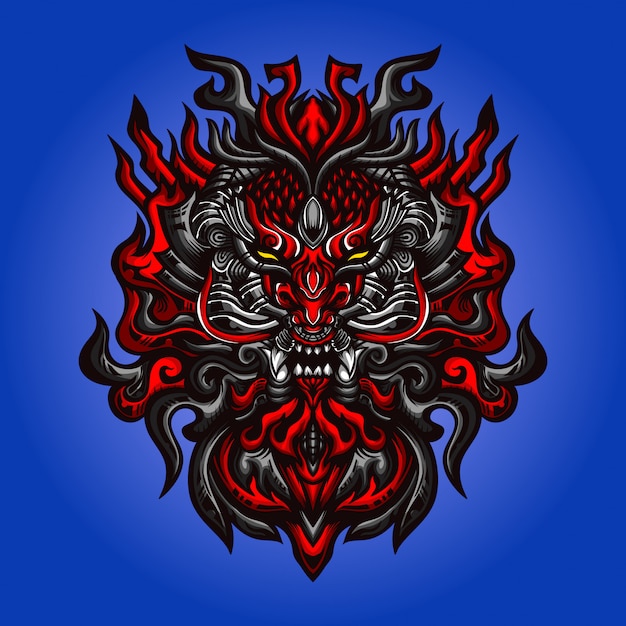 Ilustración del dragón rojo salvaje