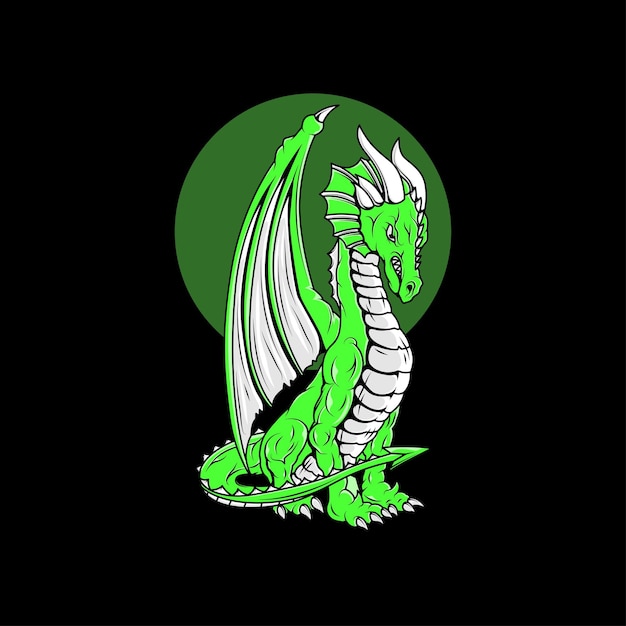 Ilustración dragón verde vector diseño