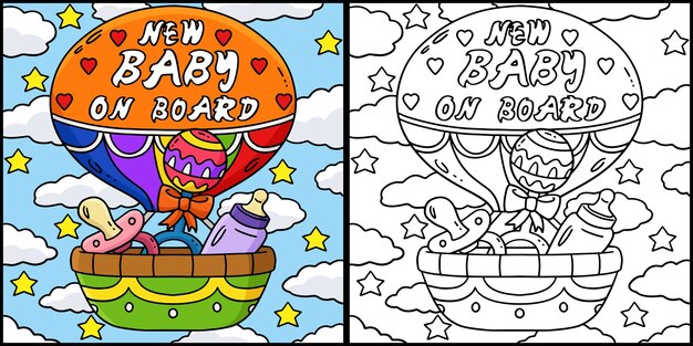Ilustración de la ducha de bebé nuevo bebé a bordo
