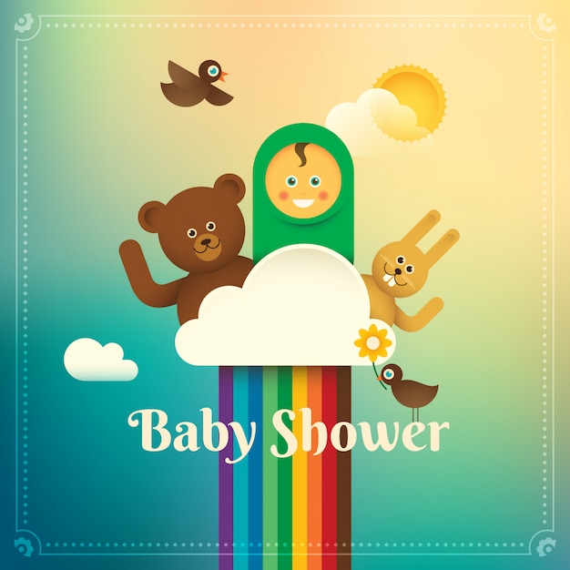 Ilustración de la ducha del bebé