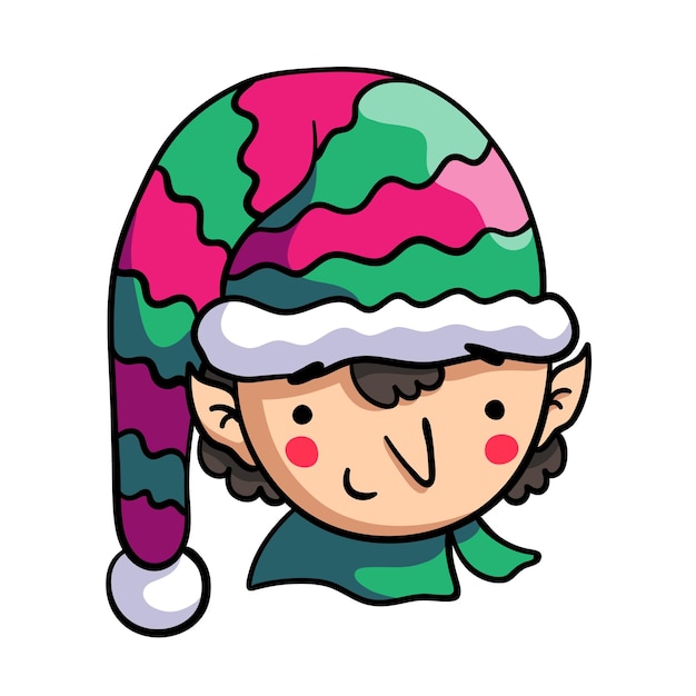 Vector ilustración de un duende navideño. personaje de dibujos animados de vector de diseño