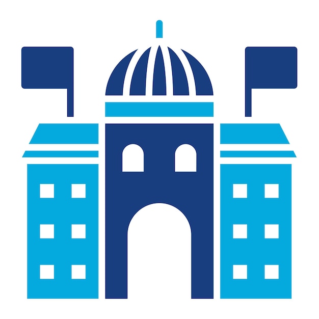 Ilustración duotónica del edificio del gobierno