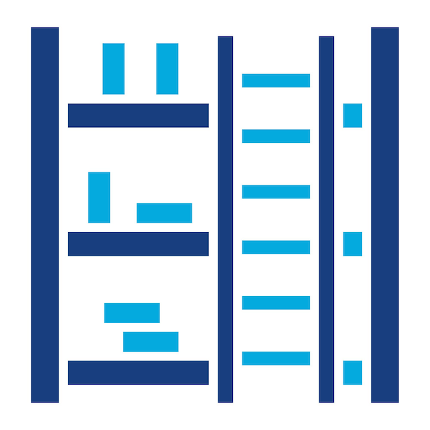 Ilustración duotónica de la escalera de la biblioteca