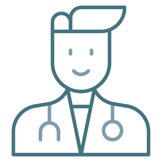 Ilustración duotónica de un médico masculino