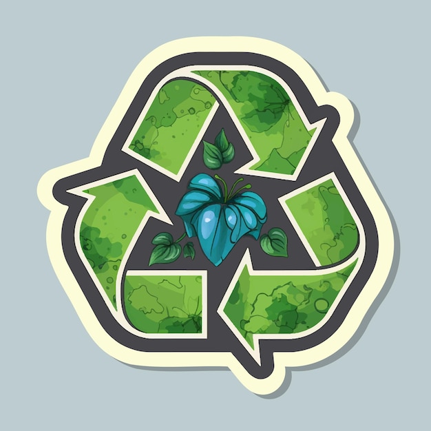 Ilustración de ecología icono de reciclaje Reducir Reutilizar Reciclar salvar el planeta Etiqueta ecológica Cuidar la naturaleza