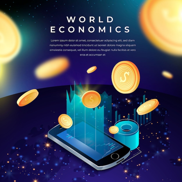 Ilustración de la economía mundial en gradiente