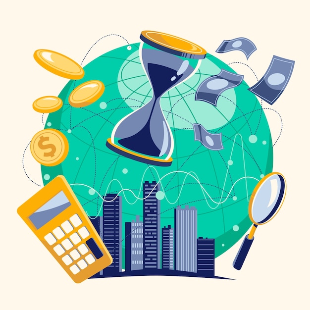 Ilustración de la economía del mundo plano