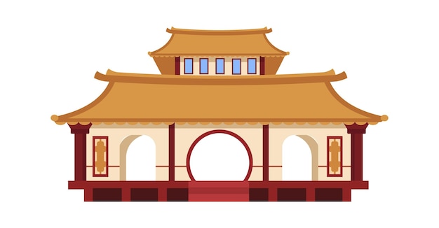 Ilustración de edificio de palacio tradicional asiático