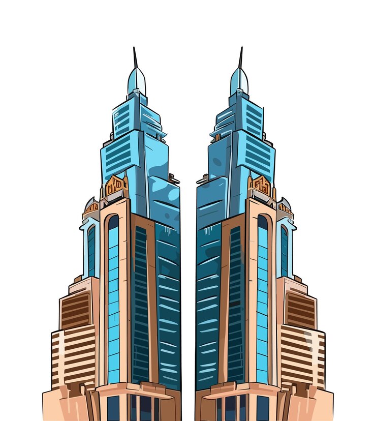 Ilustración de edificios residenciales de oficina moderna