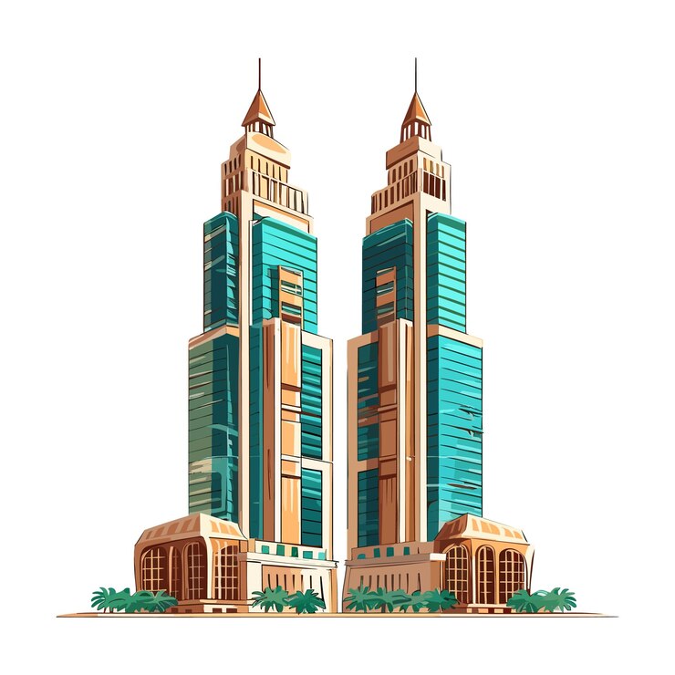 Ilustración de edificios residenciales de oficina moderna