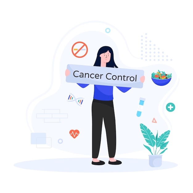 Vector una ilustración editable plana de la campaña de control del cáncer.