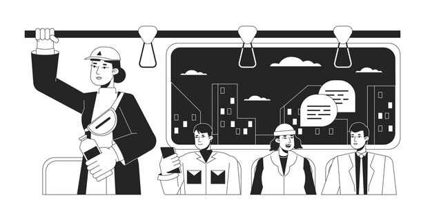 Ilustración editable del punto vectorial del concepto de metro bw