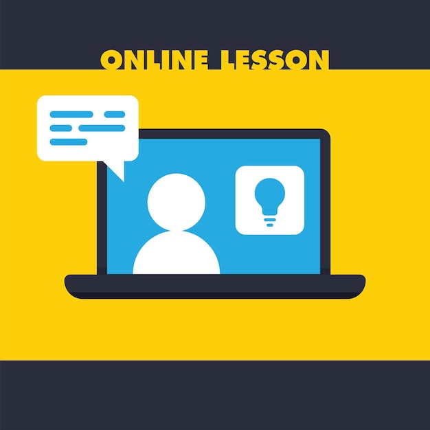 Ilustración de educación en línea Vídeo de aprendizaje en pantalla de computadora Aprendizaje electrónico y enseñanza en el hogar