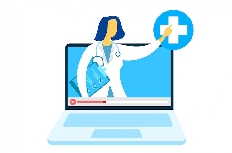 Vector ilustración de educación médica en línea