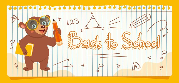 Ilustración de educación con oso de dibujos animados