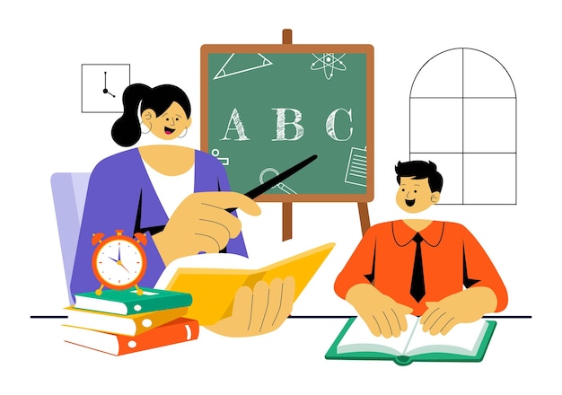 Ilustración de educación preescolar con actividades de aprendizaje de la primera infancia a las habilidades mentales e intelectuales antes de entrar en el jardín de infantes
