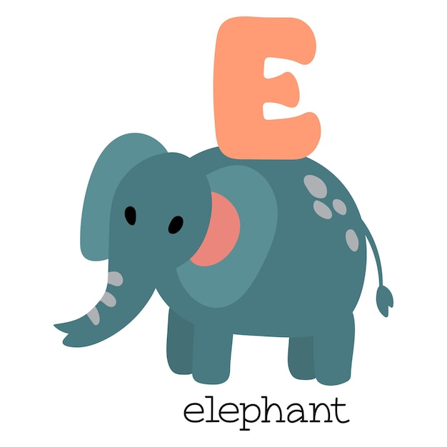 Ilustración educativa de la letra E del alfabeto
