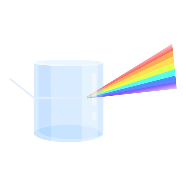 Ilustración del efecto arco iris que crea un haz de luz que pasa a través de un prisma triangular