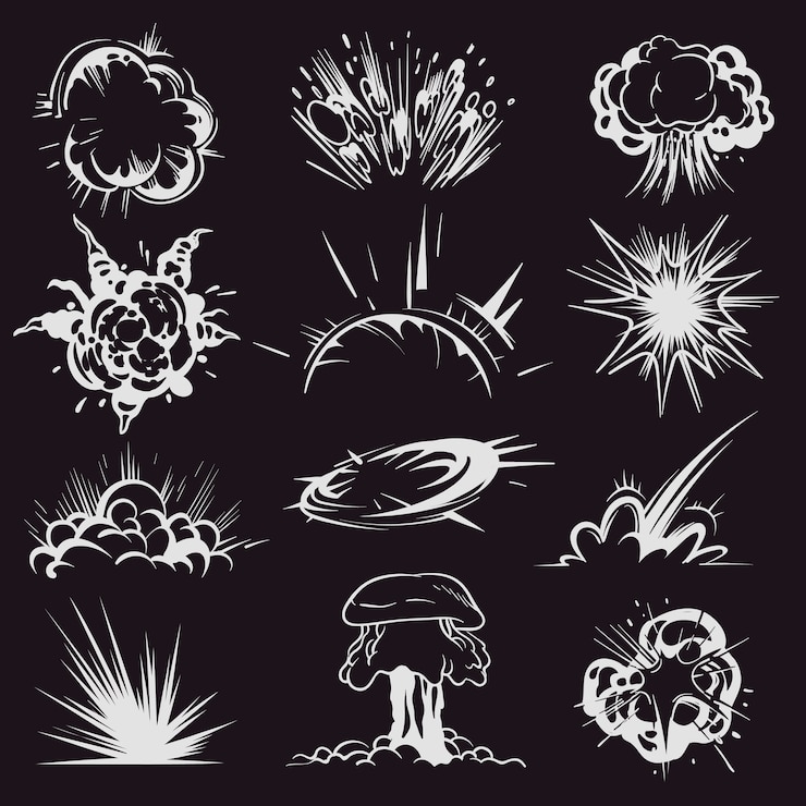 Vector ilustración de efecto de explosión de dibujos animados