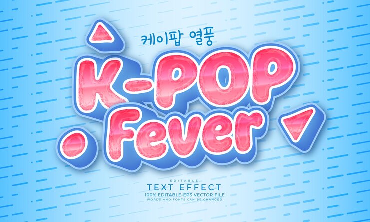 Ilustración de efecto de texto K-POP Fever archivo eps editable completo