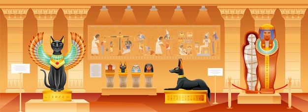 Vector ilustración de egipto antiguo museo egipcio