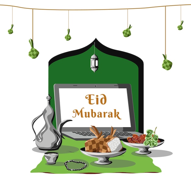 Ilustración eid mubarak para tema islámico