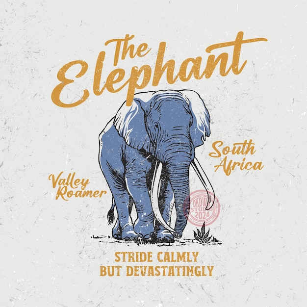 Vector ilustración el elefante está caminando por el valle