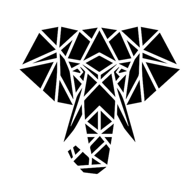 Ilustración de elefante con diseño de estilo de arte de línea poligonal